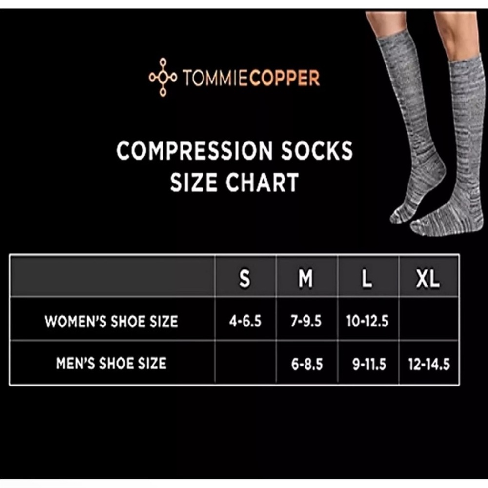 TOMMIE COPPER Compression Over-the-Calf Socks Gray-Jade Green (4)-Pairs … - Picture 2 of 4